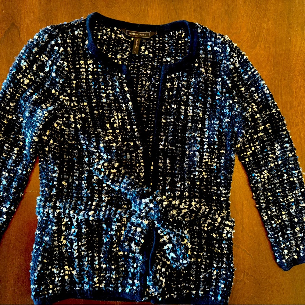 BCBGMAXAZRIA Black and White Knit Cardigan